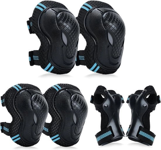 Set di protezione sportiva - Protezioni ginocchia 28*12,5 cm - Protezioni cavi 24*11 cm - Dimensione XS - Adatto per bambini da 12 a 23 kg - Adatto per bambini dai 2 ai 7 anni - Set di protezioni ginocchia, cavi e polsi