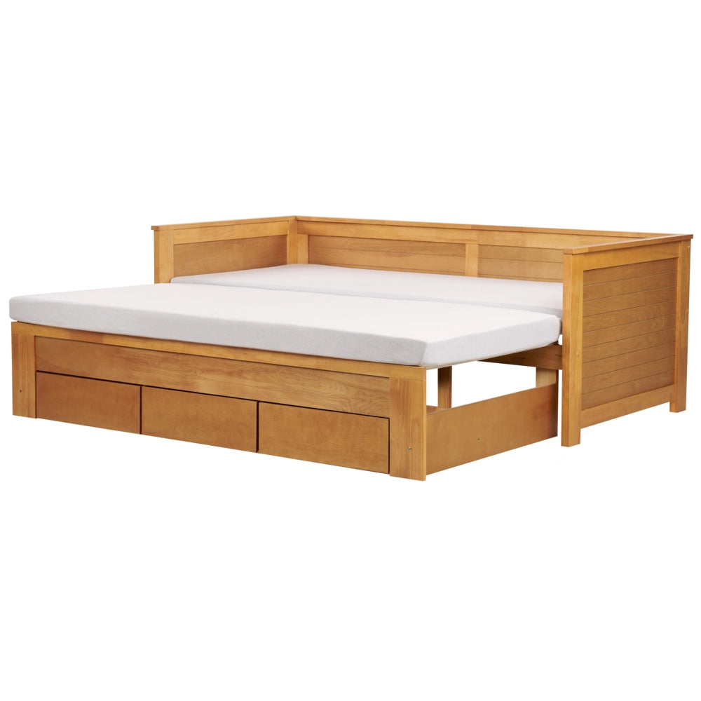 Letto singolo in legno MDF 3 Cassetti a Doghe con contenitore 90/180 x 200 cm cameretta ospiti