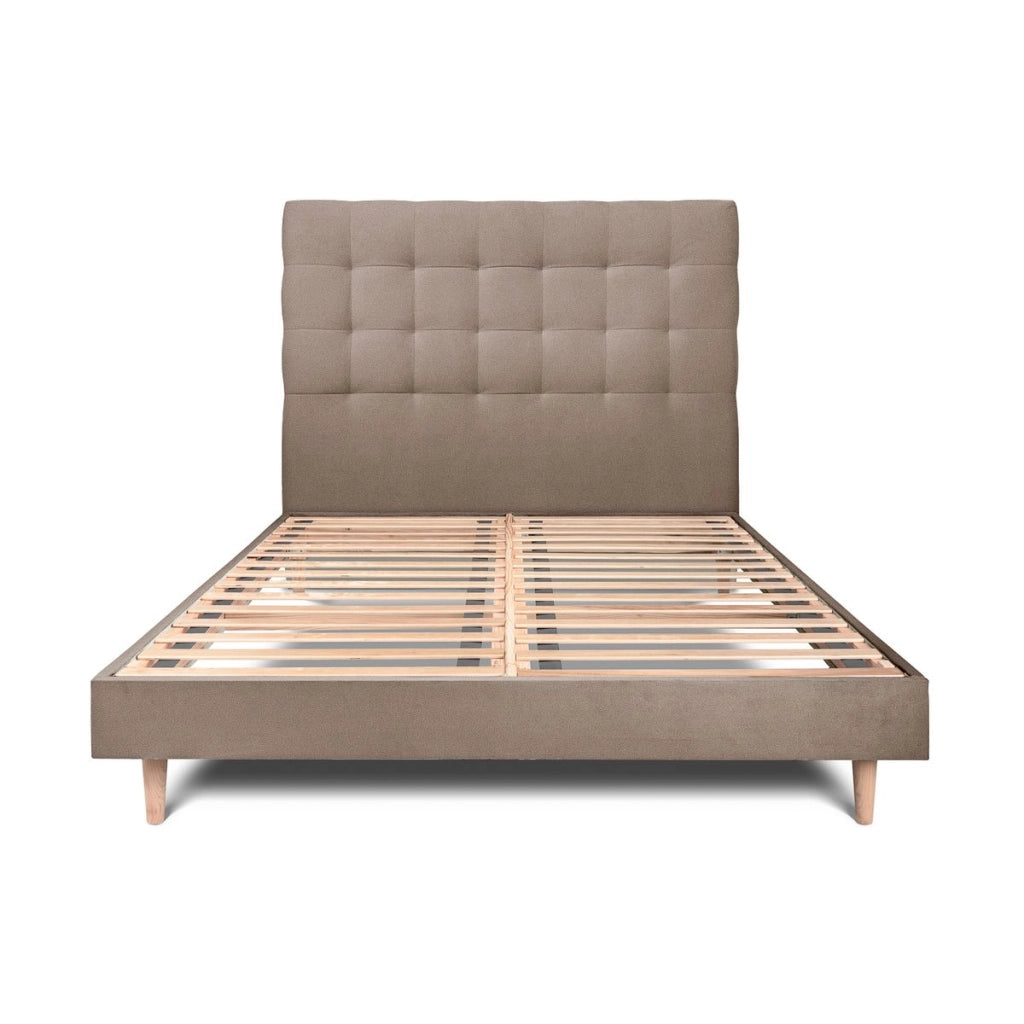 Letto 150x200 cm con testata imbottita - Tessuto velluto