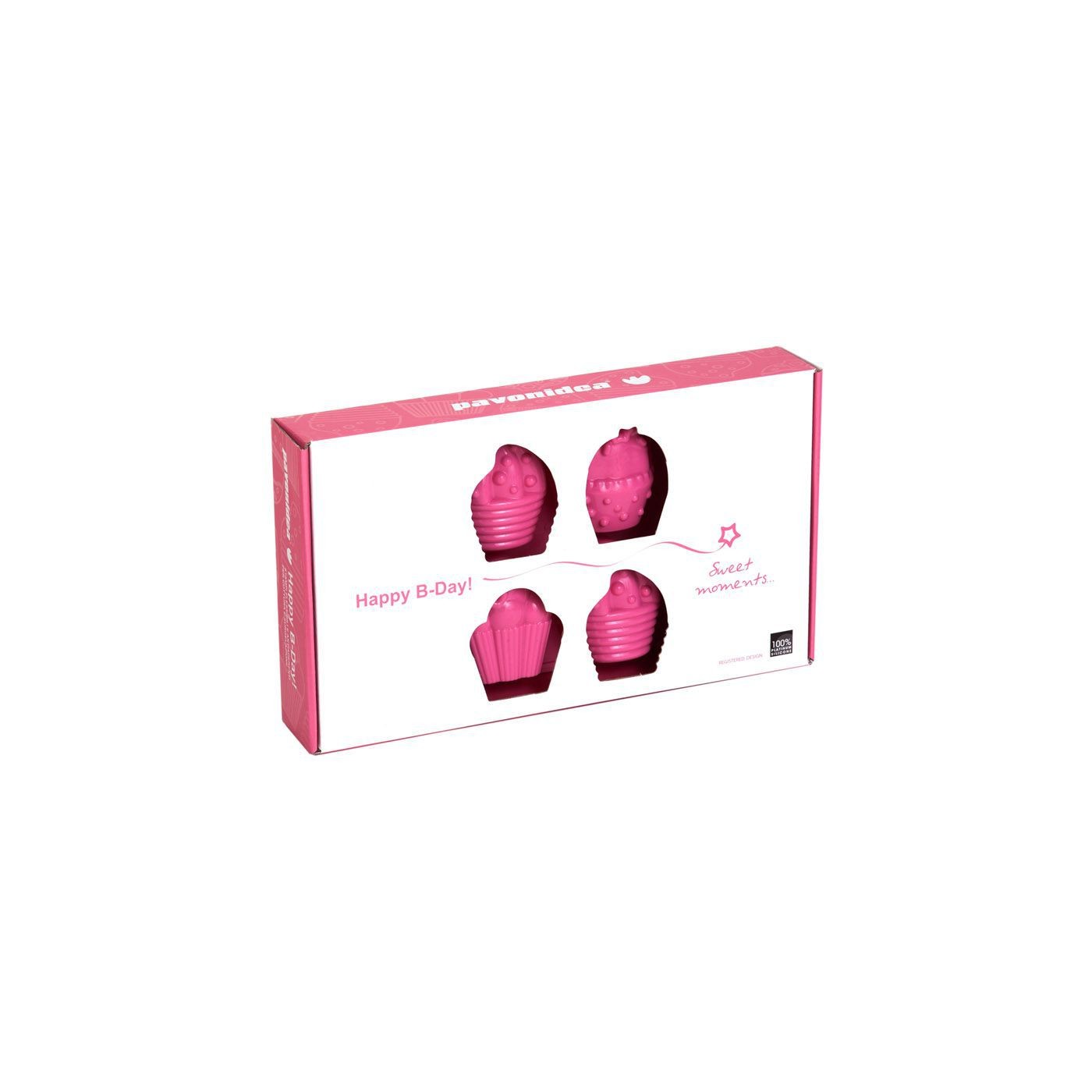 Stampo multiporzione con tre diversi soggetti, happy birthday 8 porzioni