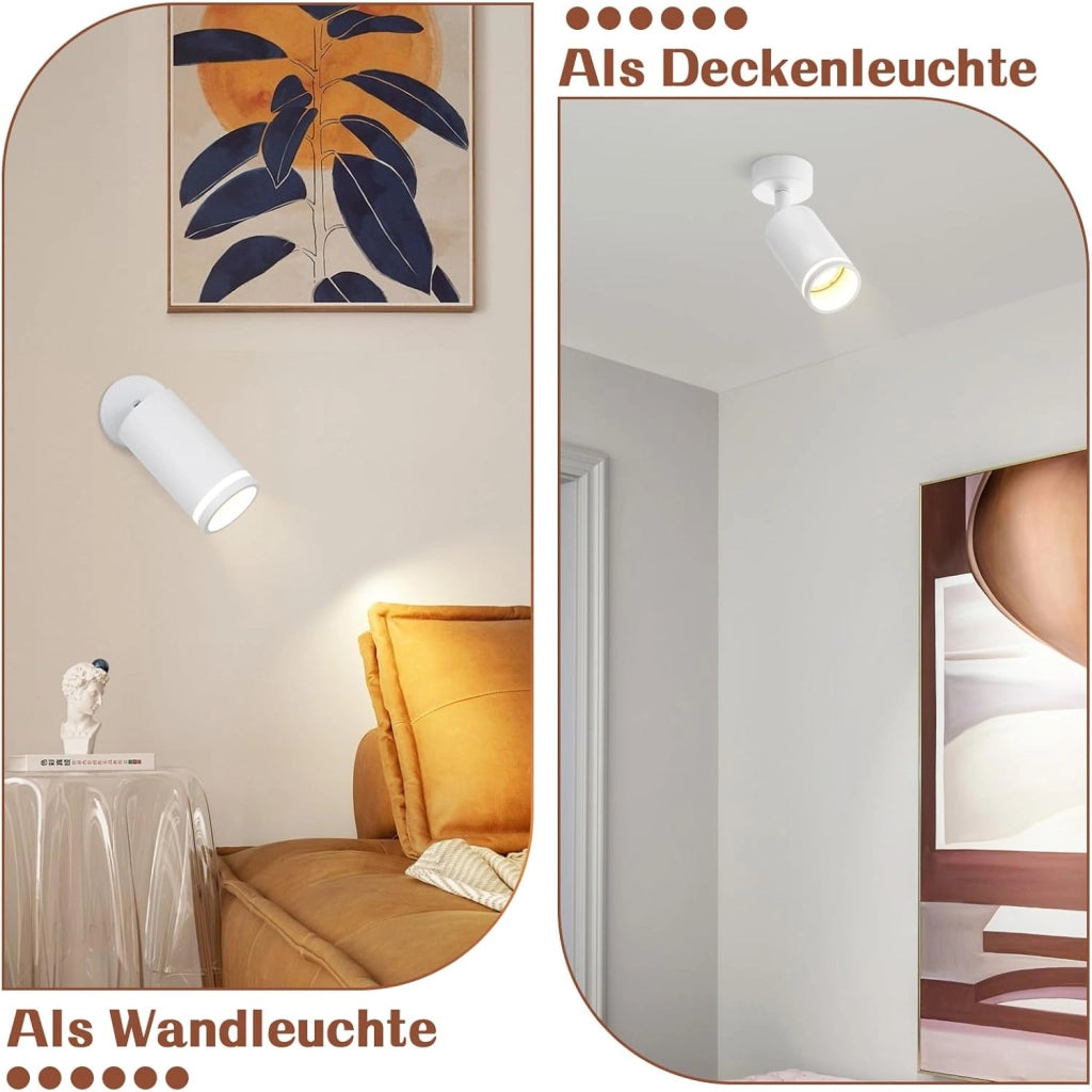 ZMH Faretto da soffitto Bianco 1 Luci GU10 Orientabile da Interno in Metallo per Soggiorno Corridoio Senza Lampadine