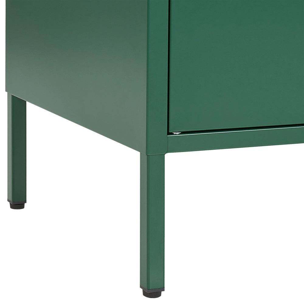 Credenza a 2 ante in acciaio verde mensole per mobili per ufficio a casa Tappi per gambe Design industriale