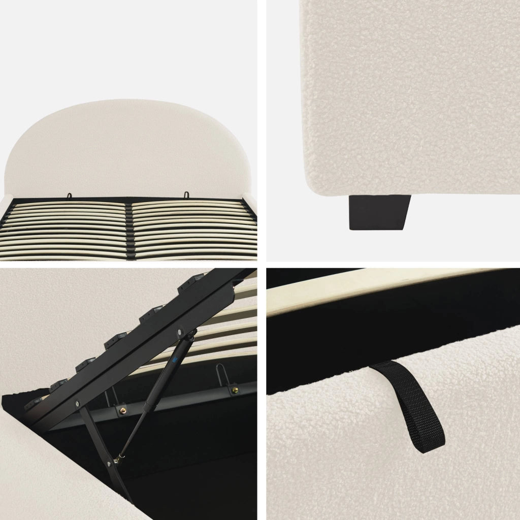 Struttura letto con contenitore e testiera 160x200cm, imbottita