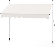 Tenda da Sole a Morsetto, Tenda per Balcone Senza Foratura Altezza e Inclinazione Regolabili con Manovella, Telo Impermeabile e Resistente ai Raggi Solari e Telaio Antiruggine (2,5M,Bianco)