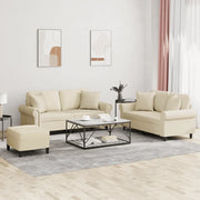 Set di Divani 3 pz con Cuscini Crema in Similpelle 3202166