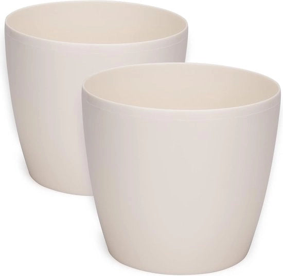 Pianta ornamentale beige plastica - Decorativa e spaziale - Set da 2 - Larghezza 12 cm
