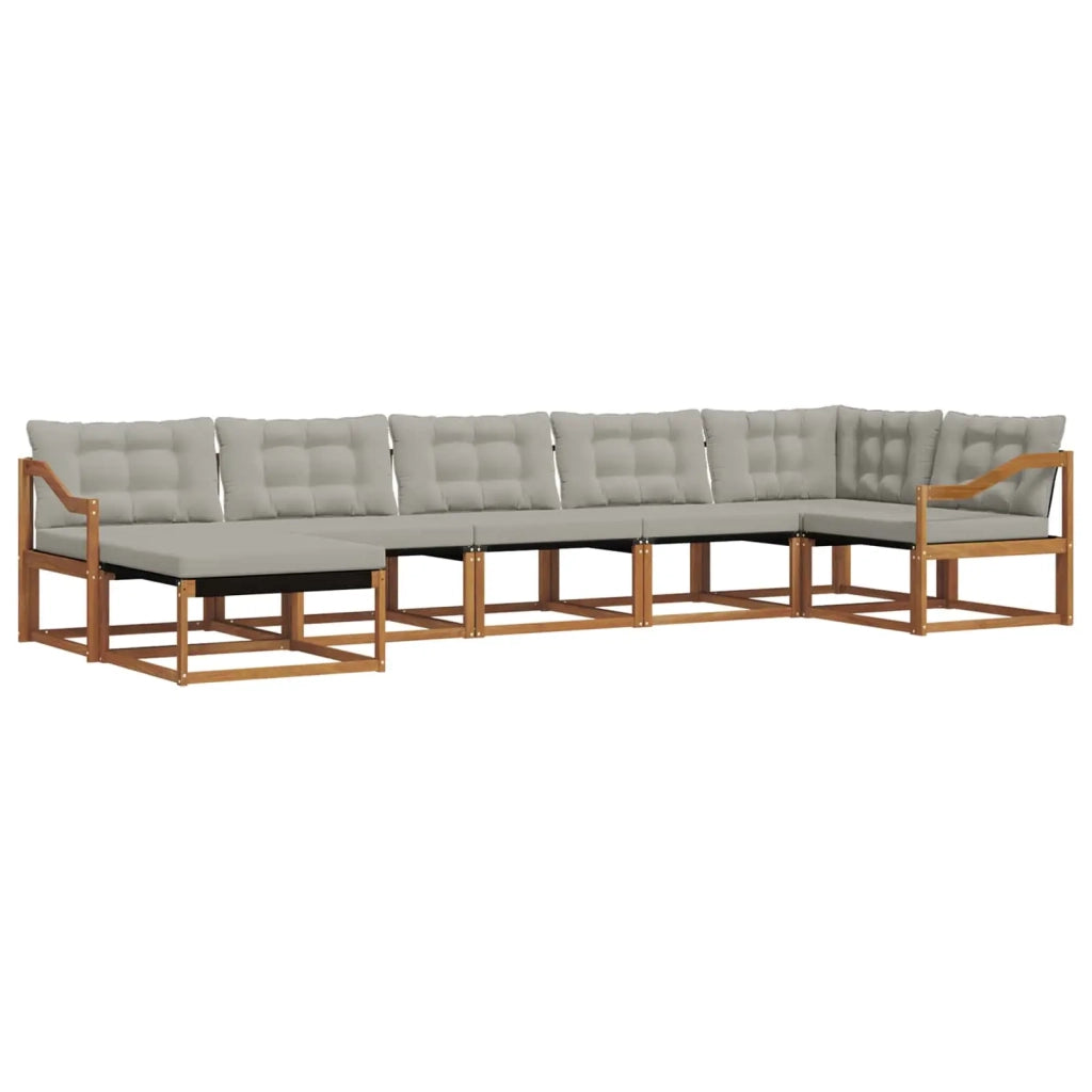 Set di divani da esterno 7 pcs Grigio Naturale e Chiaro