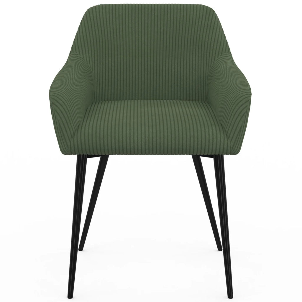 IDMarket - Set di 2 sedie e poltrone da pranzo JANY in velluto a coste color kaki