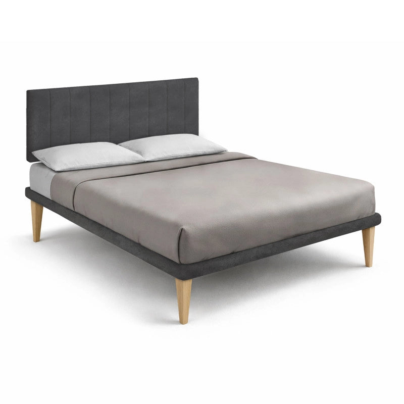 Letto imbottito Letto Matrimoniale alla Francese 140x190 cm Vertical - Con rete,Microfibra,Grigio