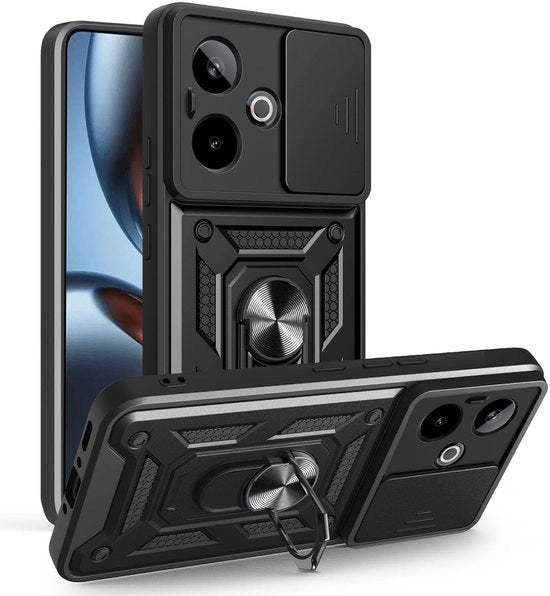 Case schoccorientato - Doppia protezione PC/TPU - Stand magnetico - Slider per fotocamera - Qualità militare - Modello compatibile Realme GT 7 5G - Copritelefono