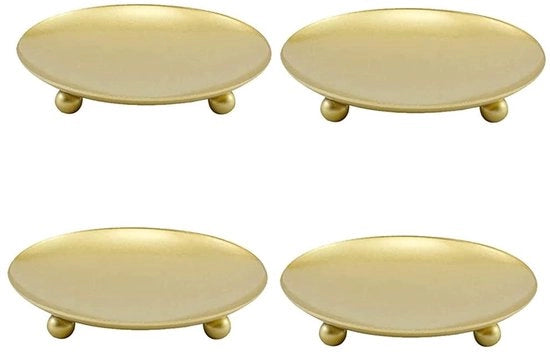 Supporto per candele in acciaio inox 10 cm - 4 pezzi - Piastre per candele in acciaio inox - Tavoli per candele - Decorazione per matrimonio/festa - Anticorrosione e durata - Base per candele