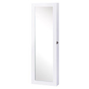 Specchiera Armadio Portagioielli da Parete in Legno MDF Bianco 37x9.5x112 cm