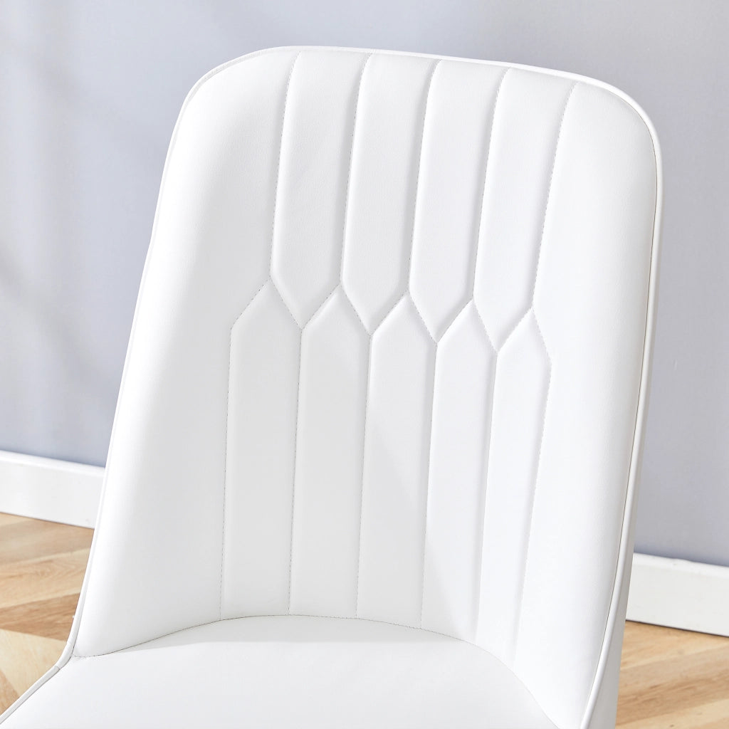 Sedie da Pranzo in Ecopelle Bianca ¨C MINIMAL ¨C Set 2 Pezzi, Gambe in Metallo, Design Moderno