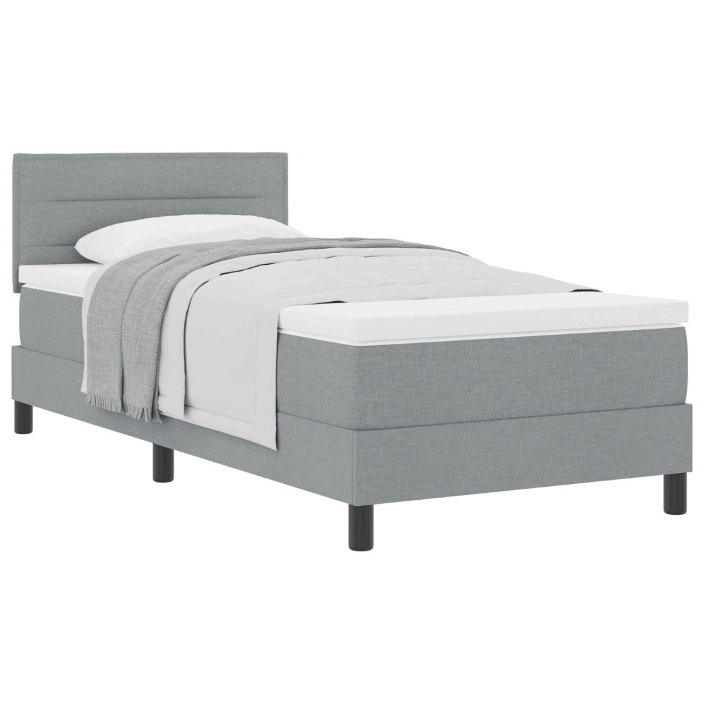 Letto con Doghe e Materasso Grigio Chiaro 90x190 cm Tessuto