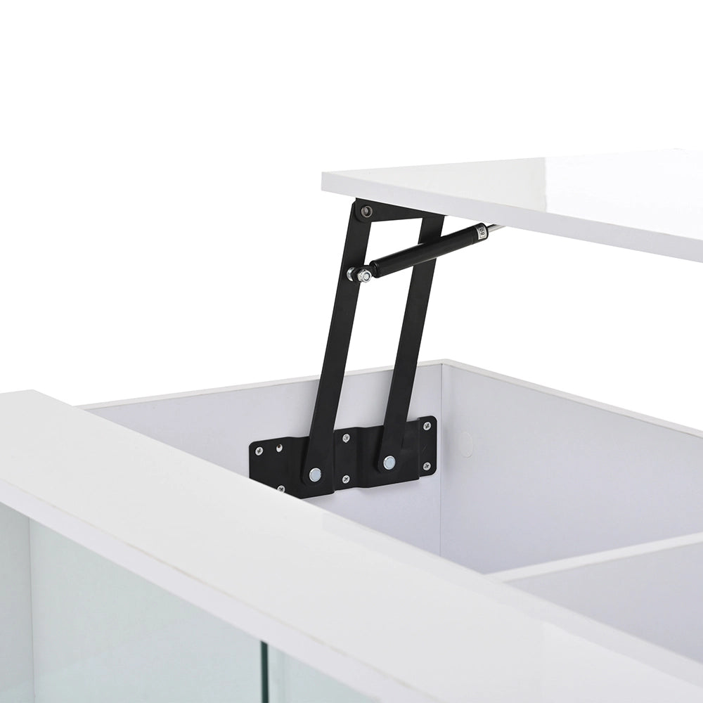 Tavolino regolabile - Xylo - 105x50cm vetro temperato bianco