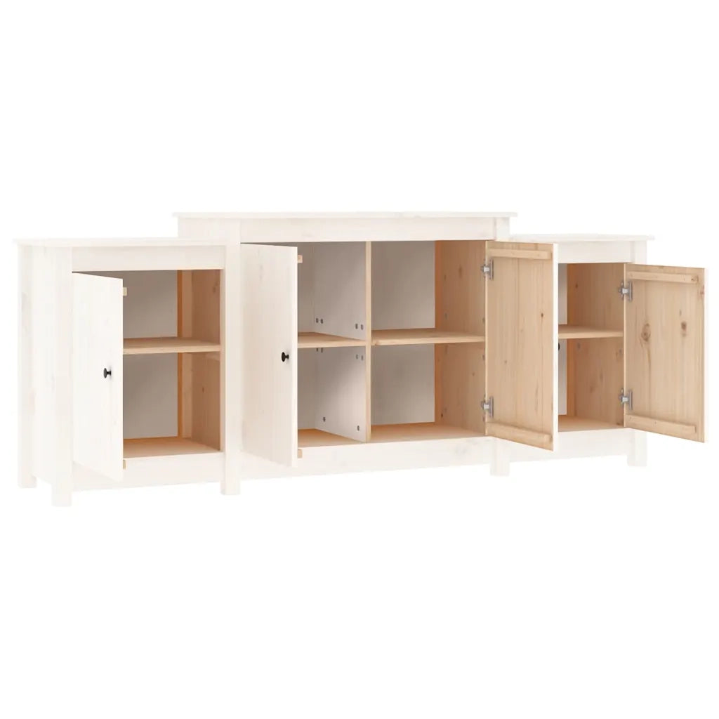 Credenza Bianca 164x37x68 cm in Legno Massello di Pino 821493