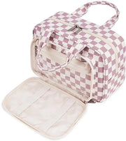 Borse da bagno grandi per donne & grande borsa cosmetica, borse da bagno per donne, borse da trucco per uomini & borse da bagno a grandezza naturale per bambini (Dusty Rose Checkerboard)