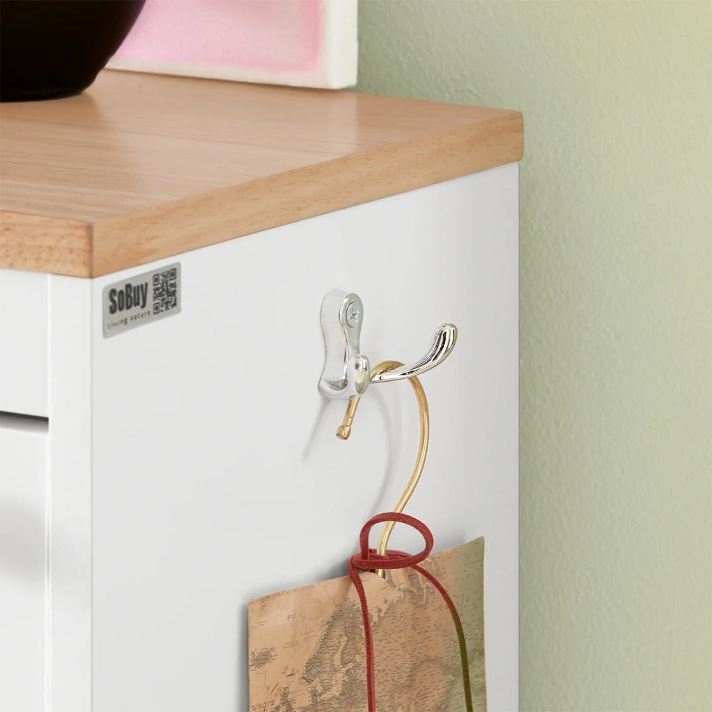 Scarpiera Ribaltabile, Scarpiera Con 3 Ribalte, Portascarpe Salvaspazio Con 2 Ganci, Bianco-Naturale 59x26x116cm FSR144-WN