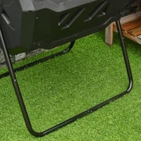 Compostiera da Giardino Girevole a 2 Sezioni con 8 Prese d'Aria, Compostiera Domestica in Acciaio e PP, 160 L, per Compostaggio Rifiuti Organici, 71x65x96 cm, Nero