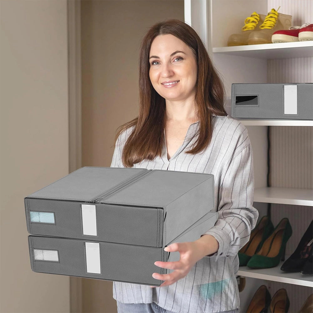 Set 3 Organizer Pieghevoli da Armadio 33x33x10 cm Contenitori Salvaspazio