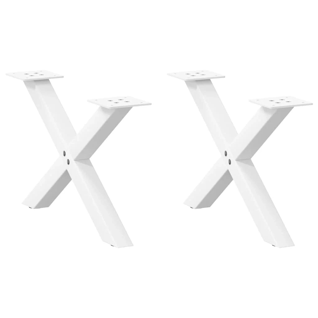 Set di 2 gambe robuste per tavolino da caffè a forma di X 60 x 30 cm con piedini regolabili acciaio bianco 02_0057156