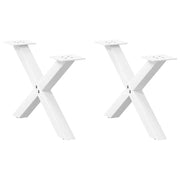 Set di 2 gambe robuste per tavolino da caffè a forma di X 60 x 30 cm con piedini regolabili acciaio bianco 02_0057156