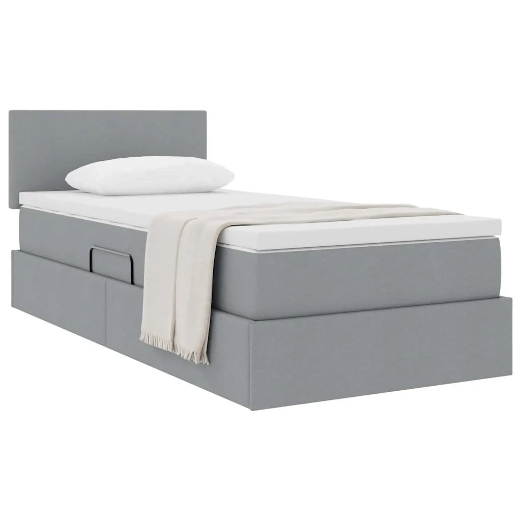 Letto con contenitore e materasso Grigio chiaro 90 x 200 cm