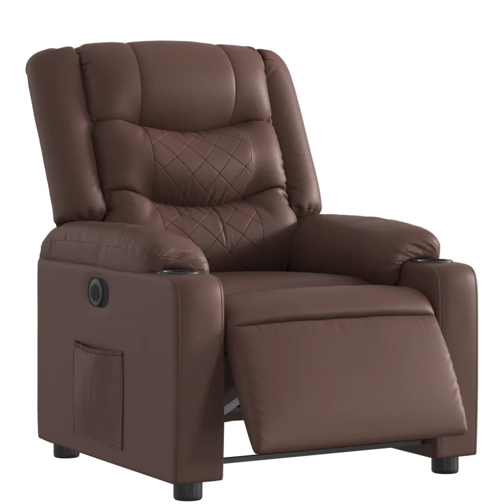 Poltrona Reclinabile Elettrica Marrone in Similpelle
