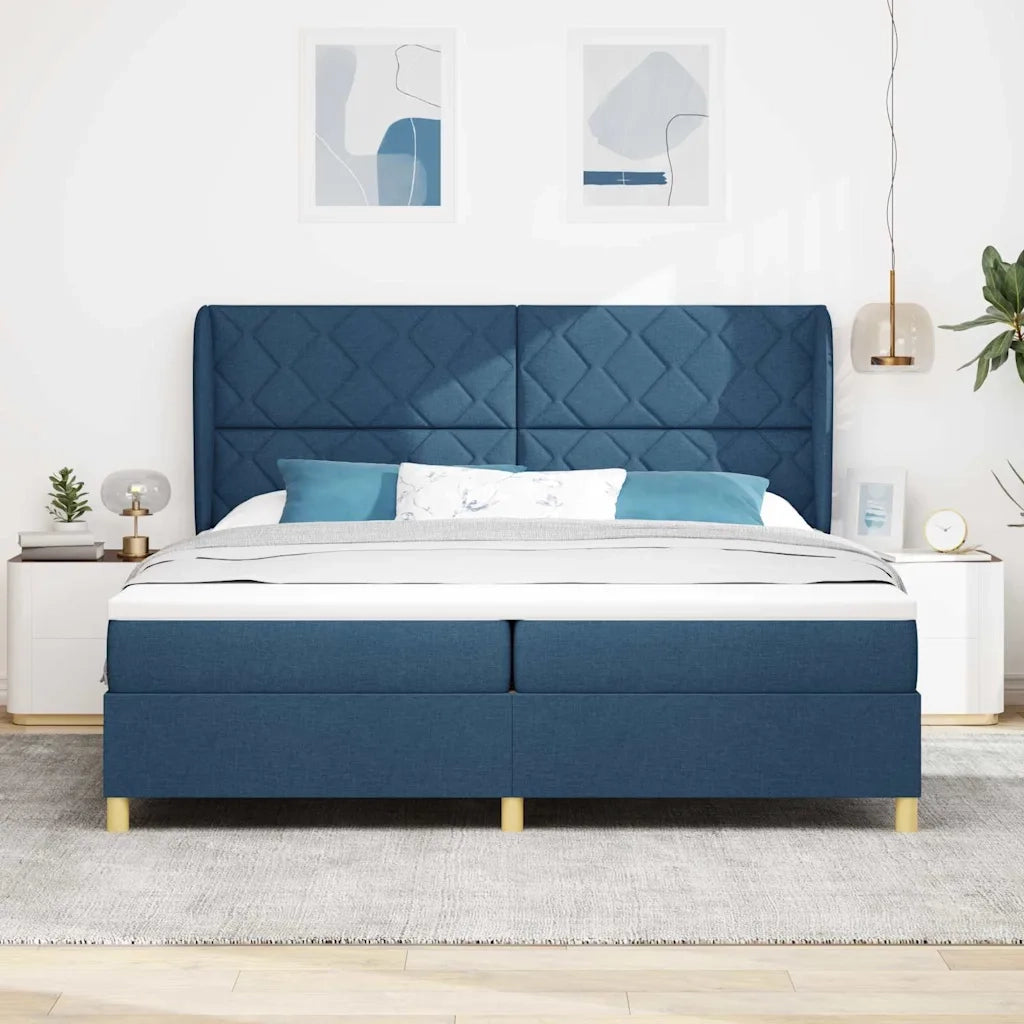 Letto a molle con materasso Blu 200 x 200 cm Tessuto 3340843