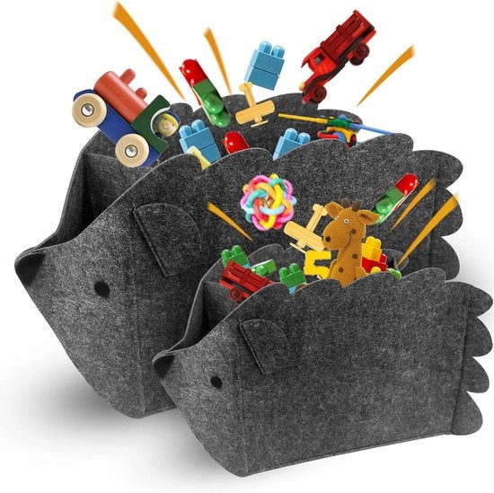 Cassa di Stoccaggio per Bambini Egel – Scatola di Gioco Ripiegabile – 30 Litri – Cestino di Lino per la Lavanderia – Set a 2