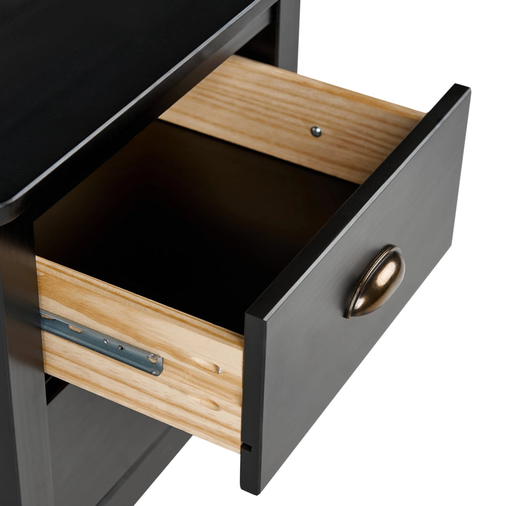 Comodino Armadietto nero 2 cassetti Retro