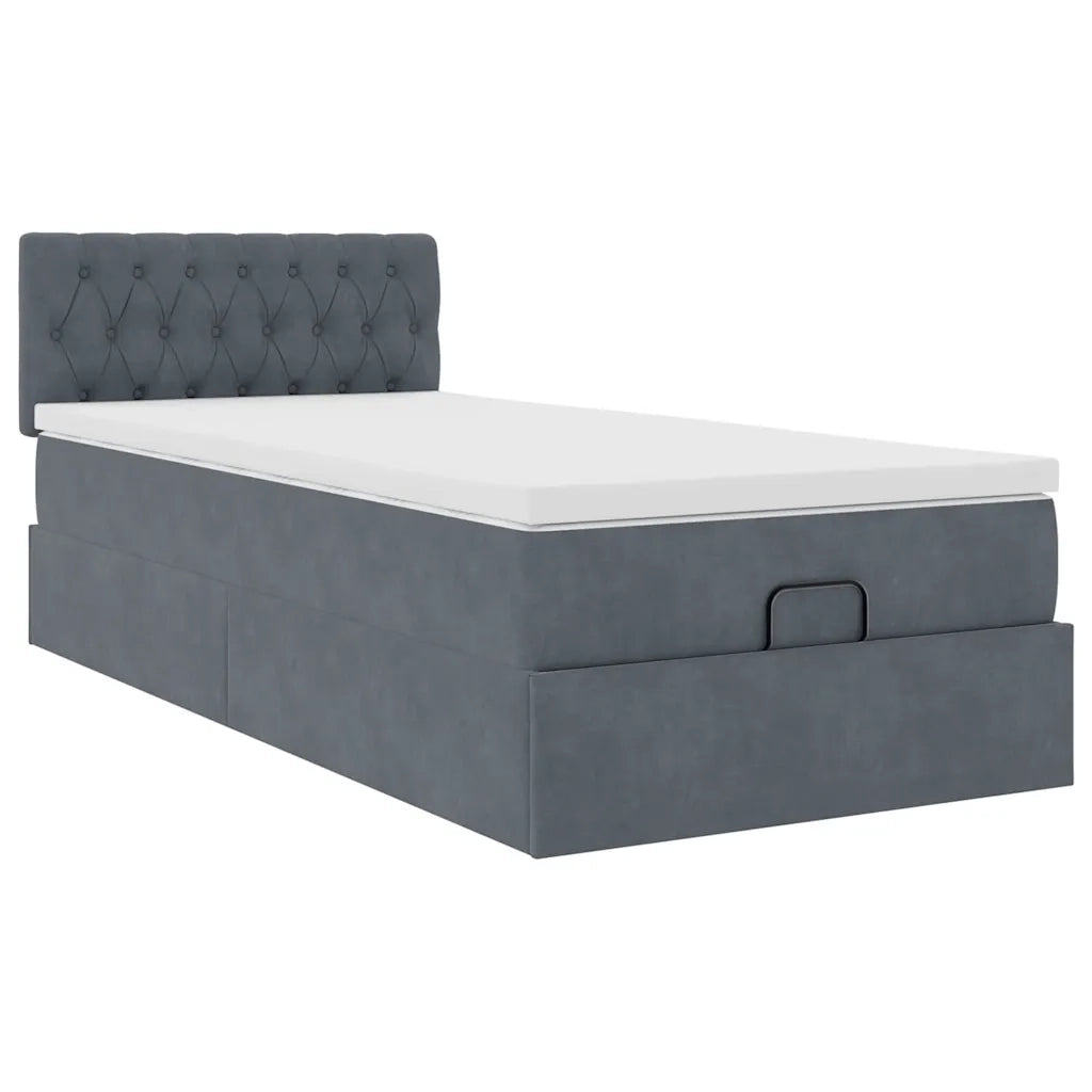 Struttura Letto Pouf con Materasso 180x200 cm in Velluto