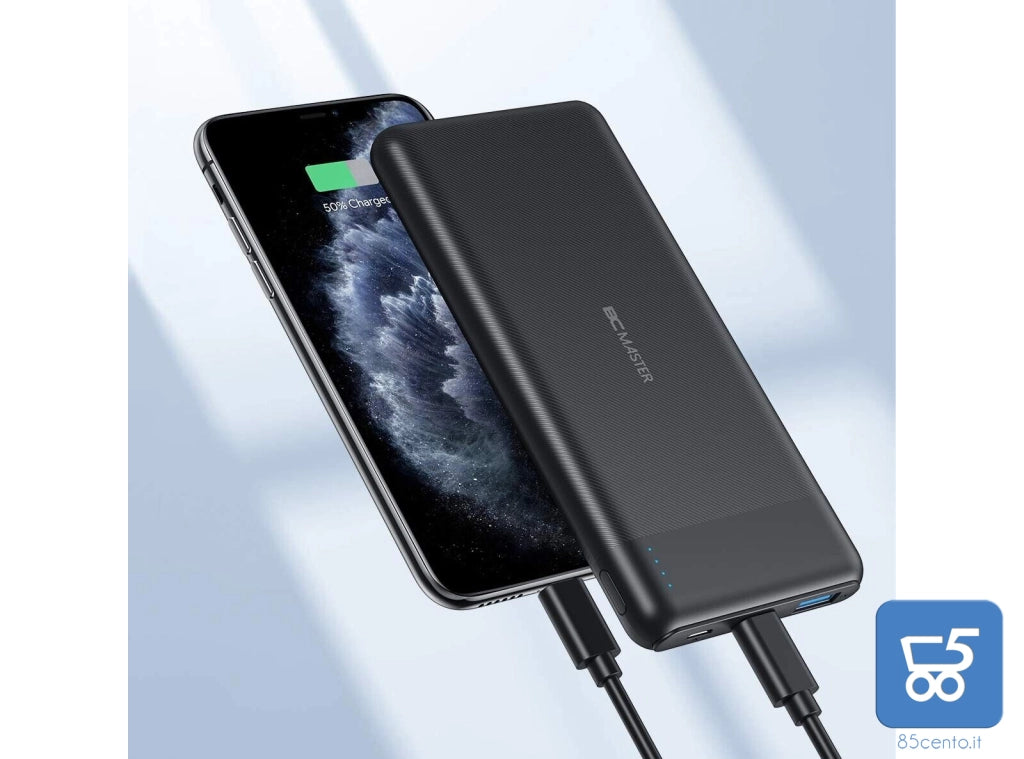 Caricabatterie Portatile BCMASTER 10000mAh USB C PowerBank per iPhone iPad e dispositivi USB ricarica rapida 3.0