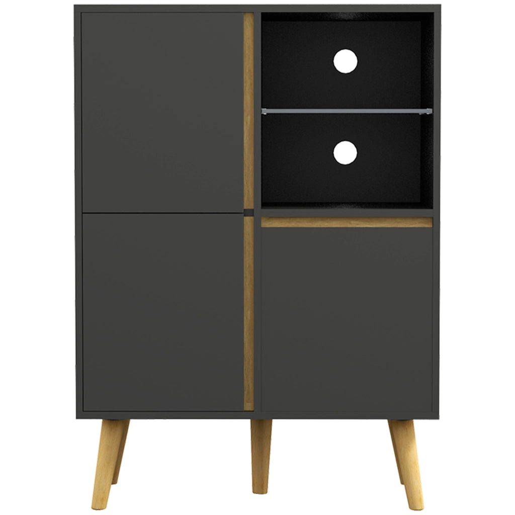 Scaffale moderno con ripiani regolabili ¨C Xylo ¨C legno massello grigio scuro 70x40x96 cm