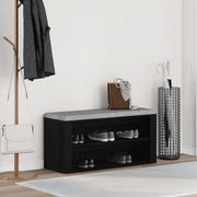 Panca-Sgabello Scarpiera Rovere Nero 100x35x45 cm in Legno di Argilla