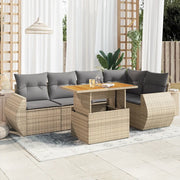 Set Divano da Giardino 6 pz con Cuscini Beige in Polyrattan 3327265