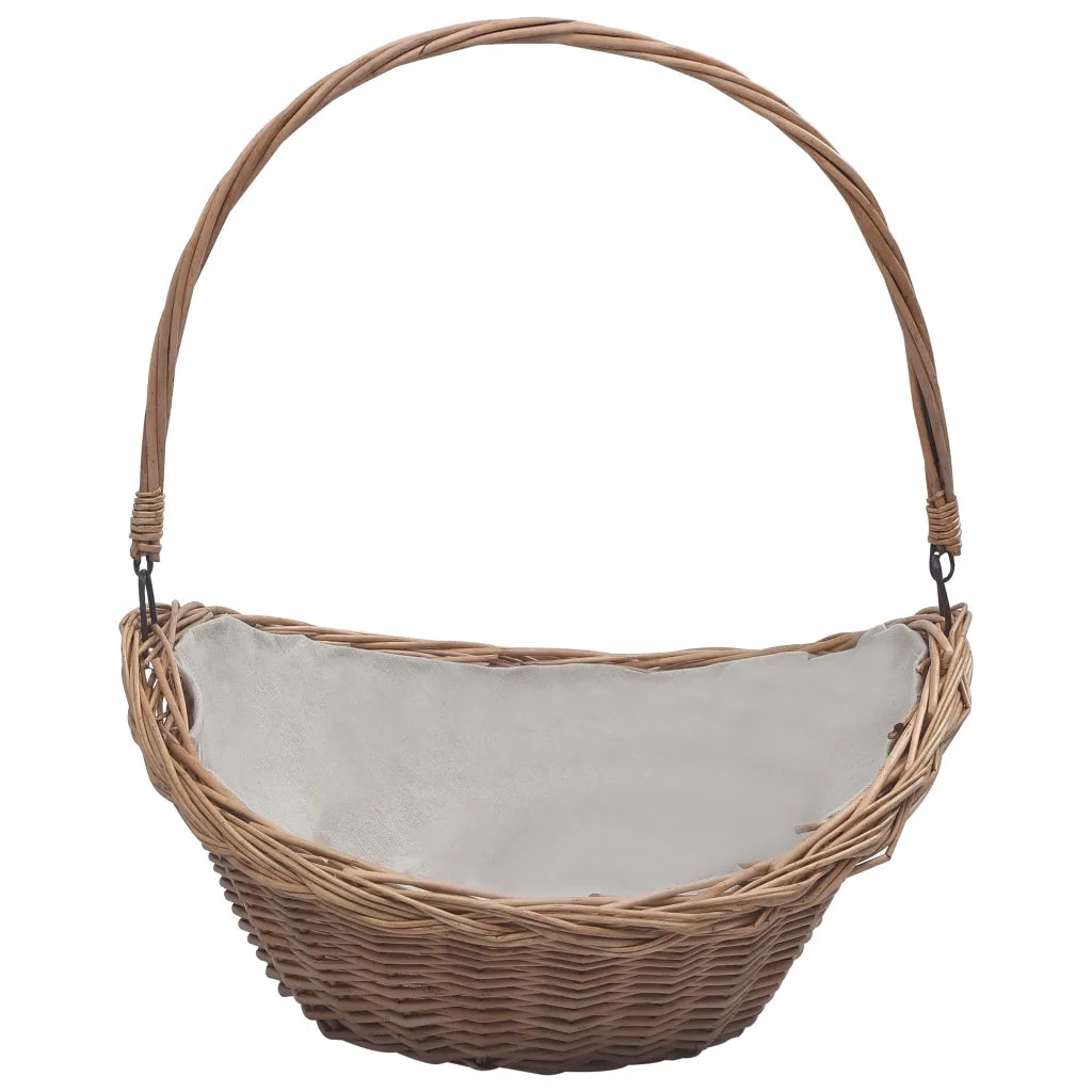 Cesta Legna da Ardere con Manico-Cestino per Legna 57x46,5x52cm Marrone in Salice