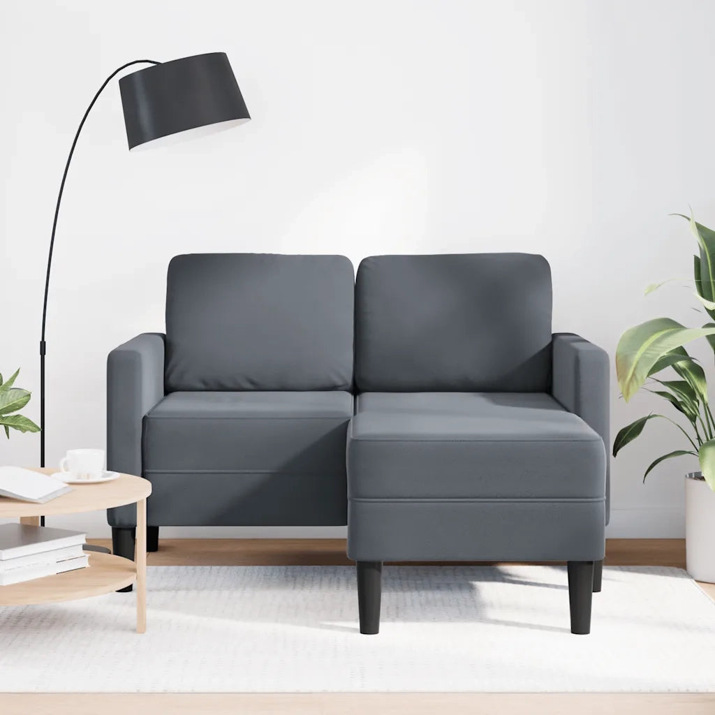 Divano 2 Posti con Chaise a L Grigio scuro 125 cm in Velluto 4107070