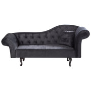 Chaise Lounge in velluto nero imbottito a lato destro con cuscino in stile retrò tradizionale Facile da pulire Adatto agli animali domestici