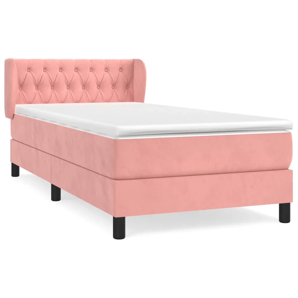Giroletto a Molle con Materasso Rosa 90x200 cm in Velluto