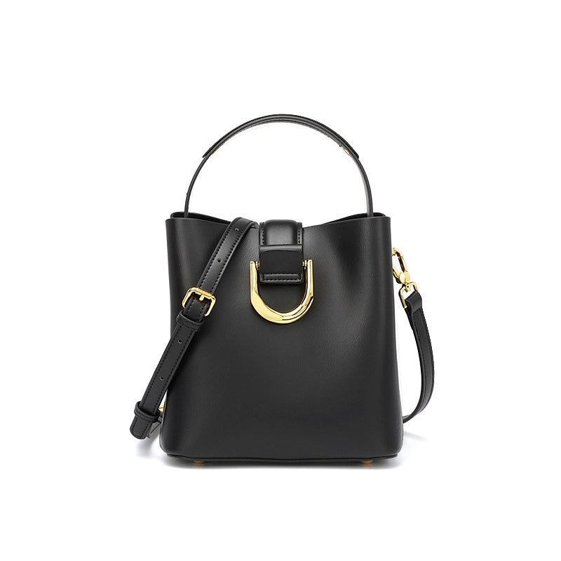 Borsa a mano da donna in vera pelle, nera.
