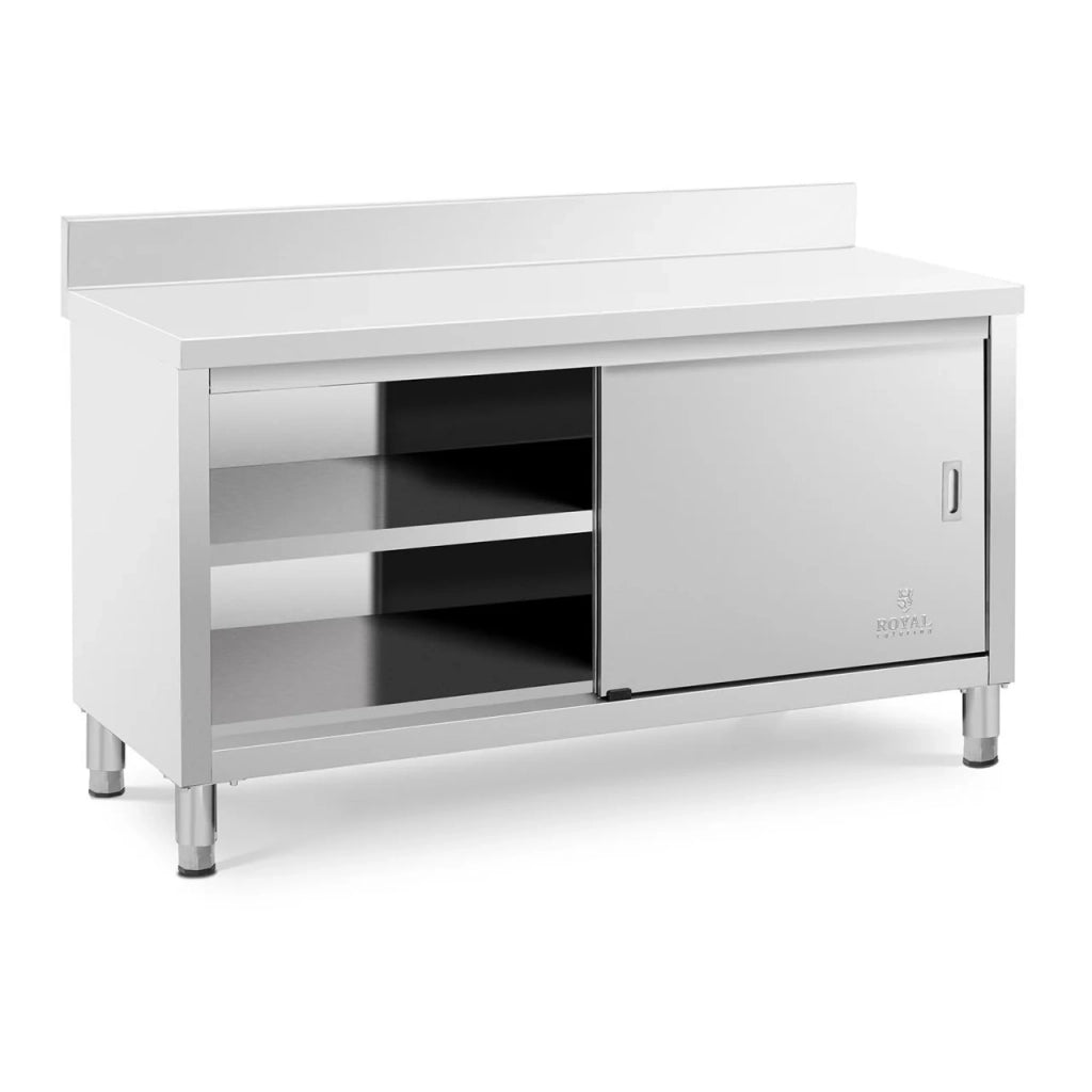 Base in acciaio inox 150 x 60 x 85 cm con alzatina portata 600 kg acciaio inox 14_0002480
