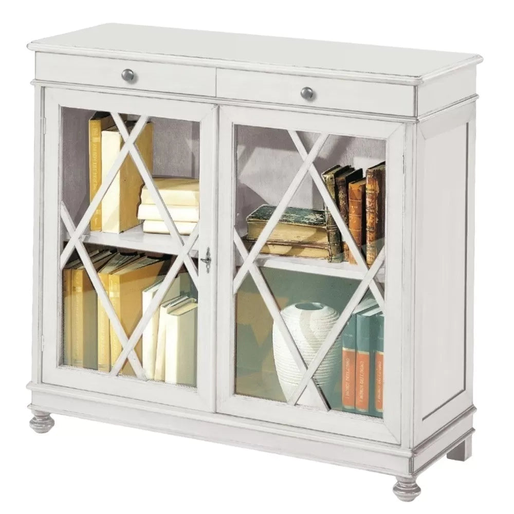 Madia libreria inglesina legno bianco opaco 110x40x100 (1204) - Mobili 2G