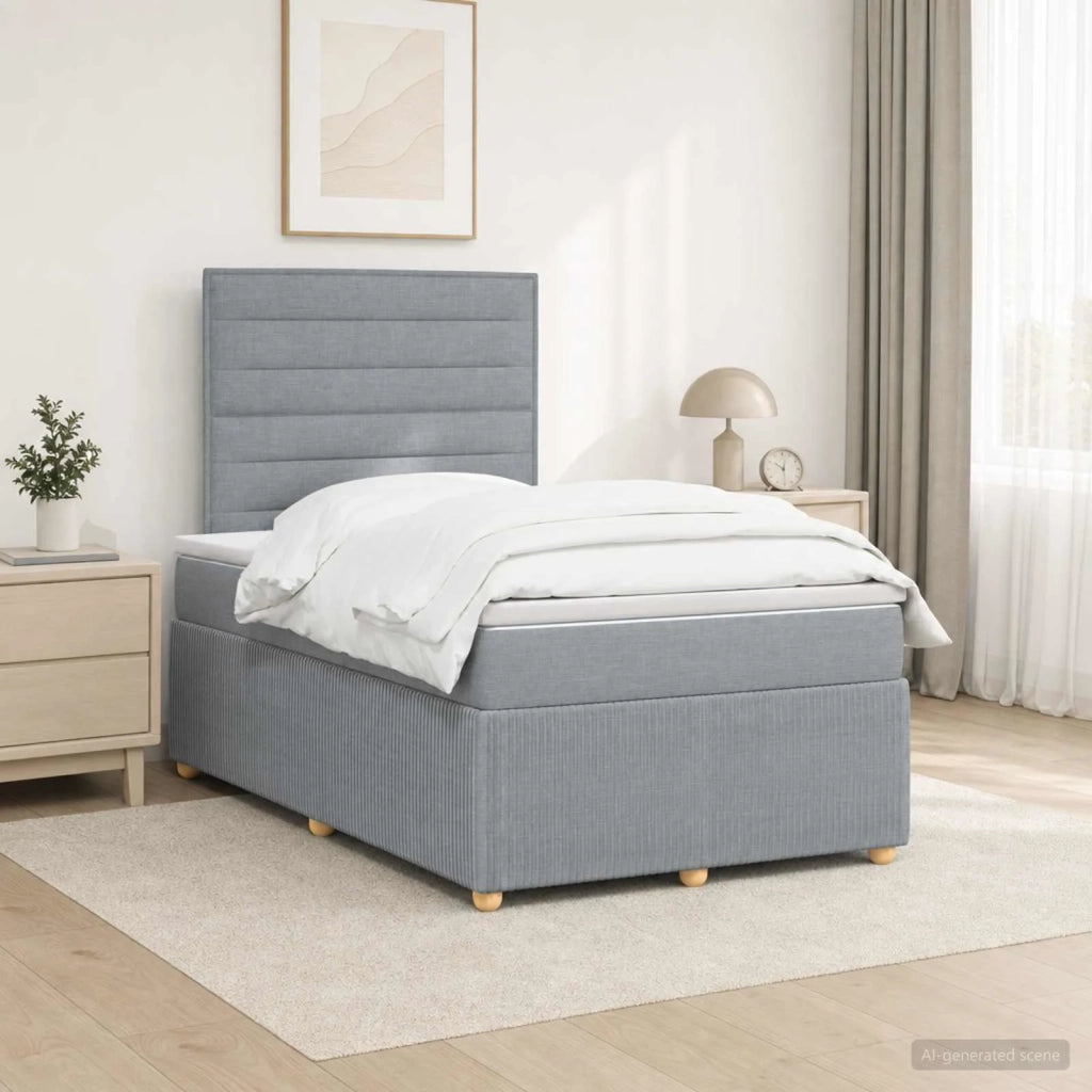 Letto Box Spring LED con Materasso Grigio Chiaro 120 x 200 cm 3455825