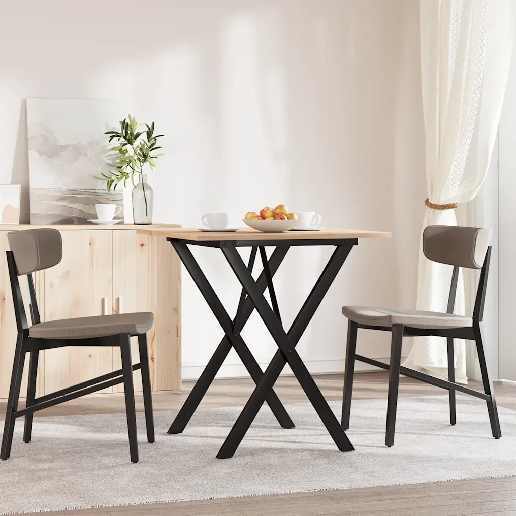 Tavolo da Pranzo Telaio a X 70x70x75 cm Legno Pino e Acciaio