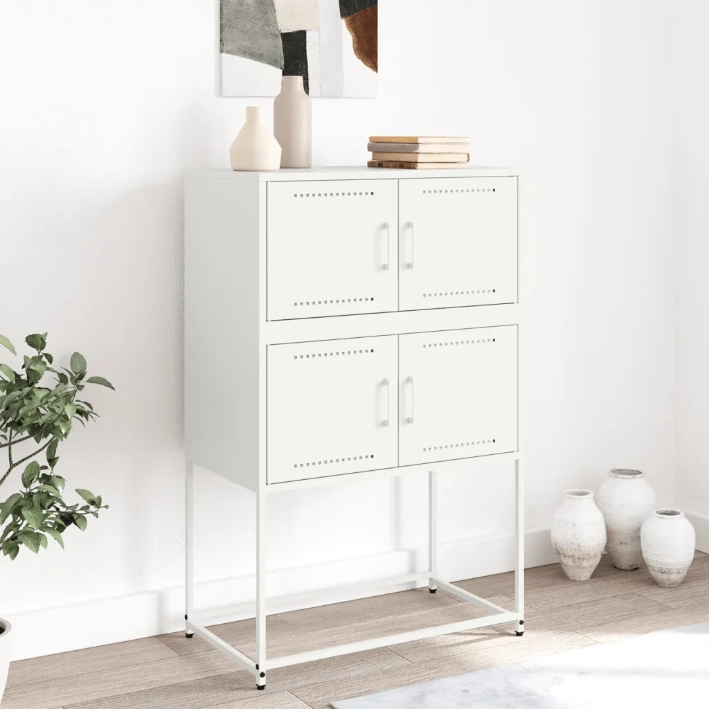 Credenza-Buffet-Armadio da cucina Bianca 68,5x38,5x107 cm in Acciaio 312195