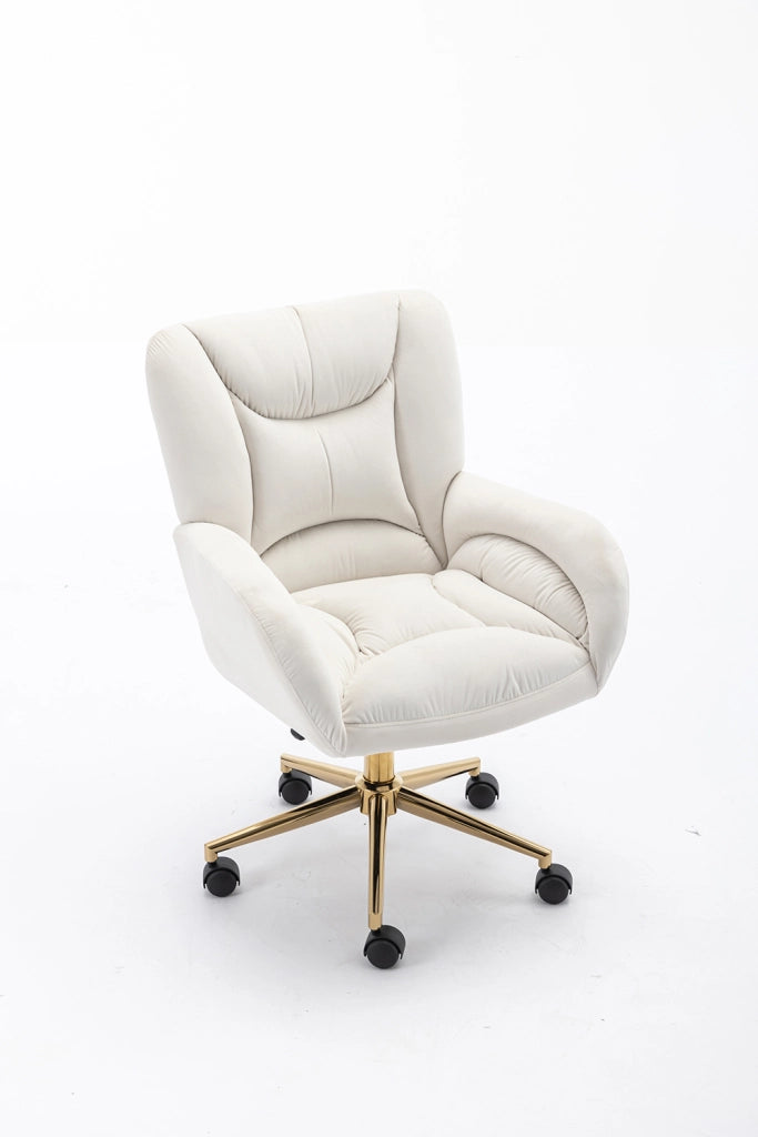 Sedia Ufficio - Xylo - 60??60??110 cm - Velluto Avorio Piedi Dorati