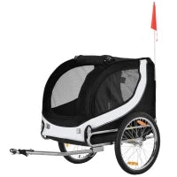 Rimorchio per Cani da Bicicletta, bianco e nero, 130x90x110cm