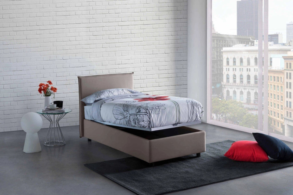 Arminius, Letto Singolo Materasso Incluso Made in Italy, Grigio Tortora