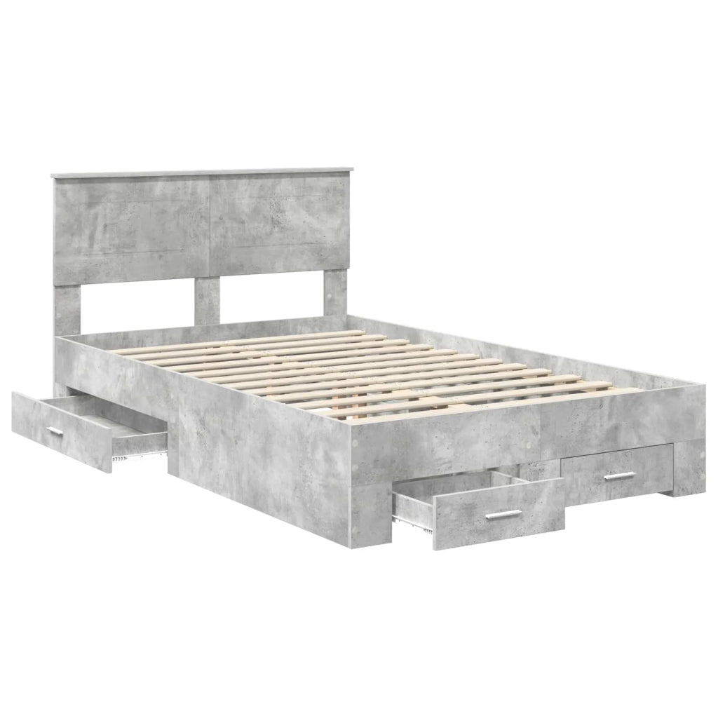Struttura del letto con testiera Grigio cemento 120 x 190 cm